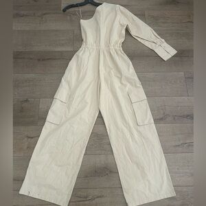 Zara Cream One-Shoulder Jumpsuit